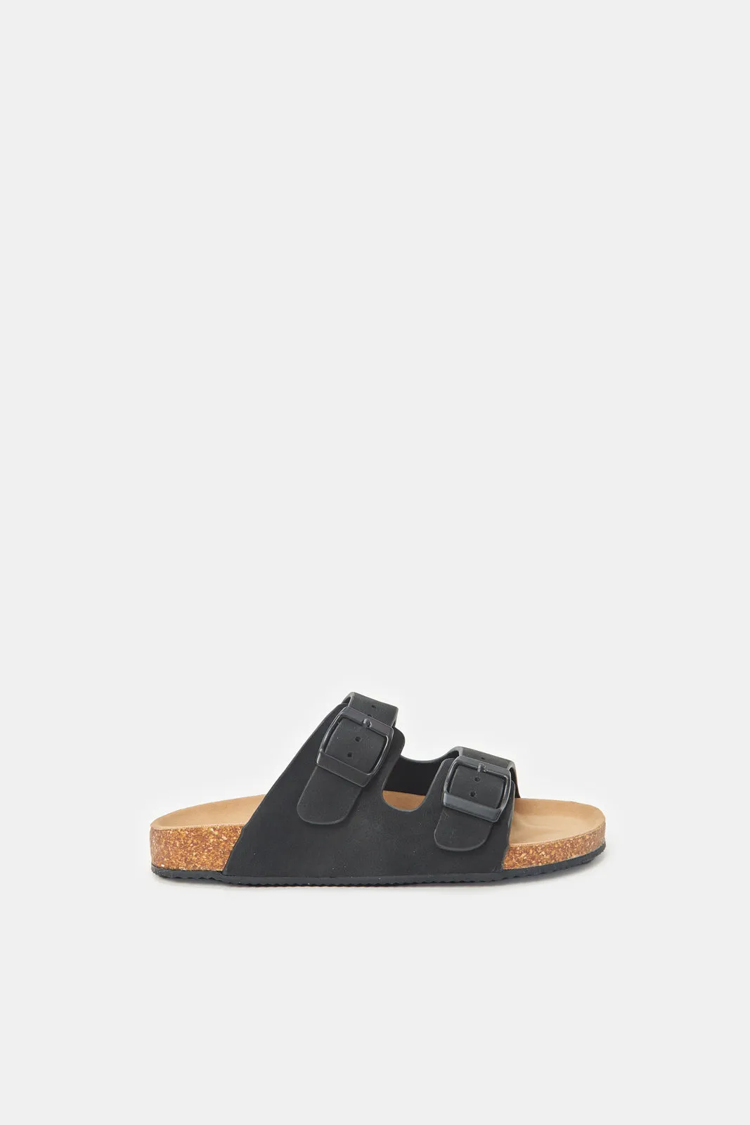 Boys Black Solid Cork Sandal