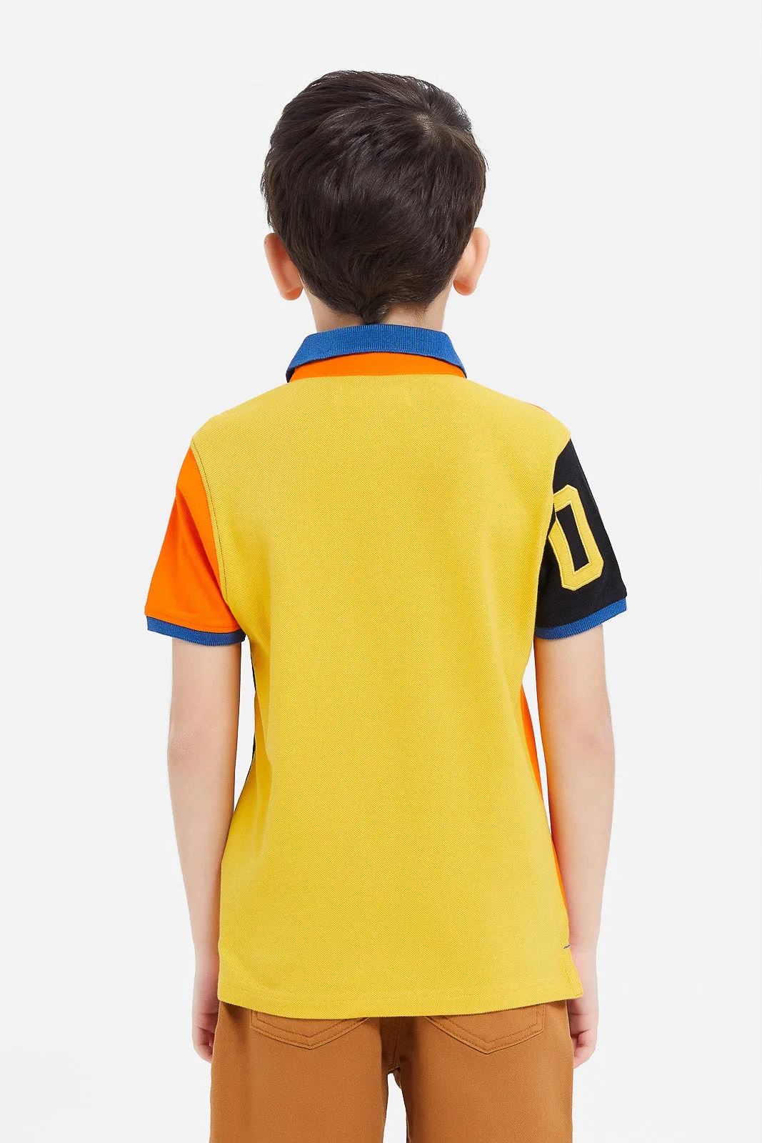 Boys Orange And Black Polo Shirt