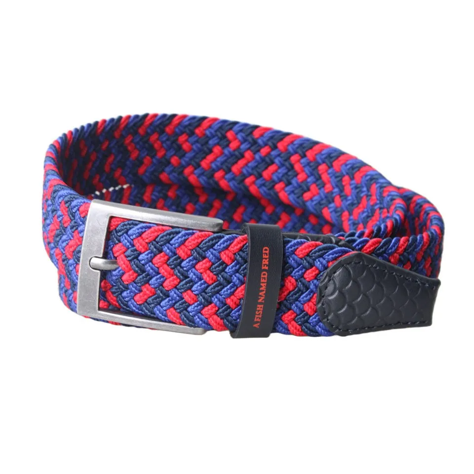 Braided Stretch Belt - Navy/Red