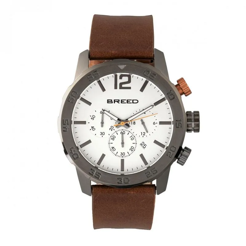 Breed Manuel Chronograph Leather-Band Watch w/Date