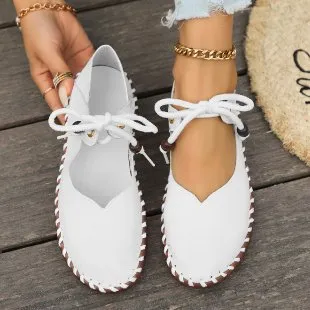 British Retro Round Head Lightweight Soft Sole Casual Pumps Women