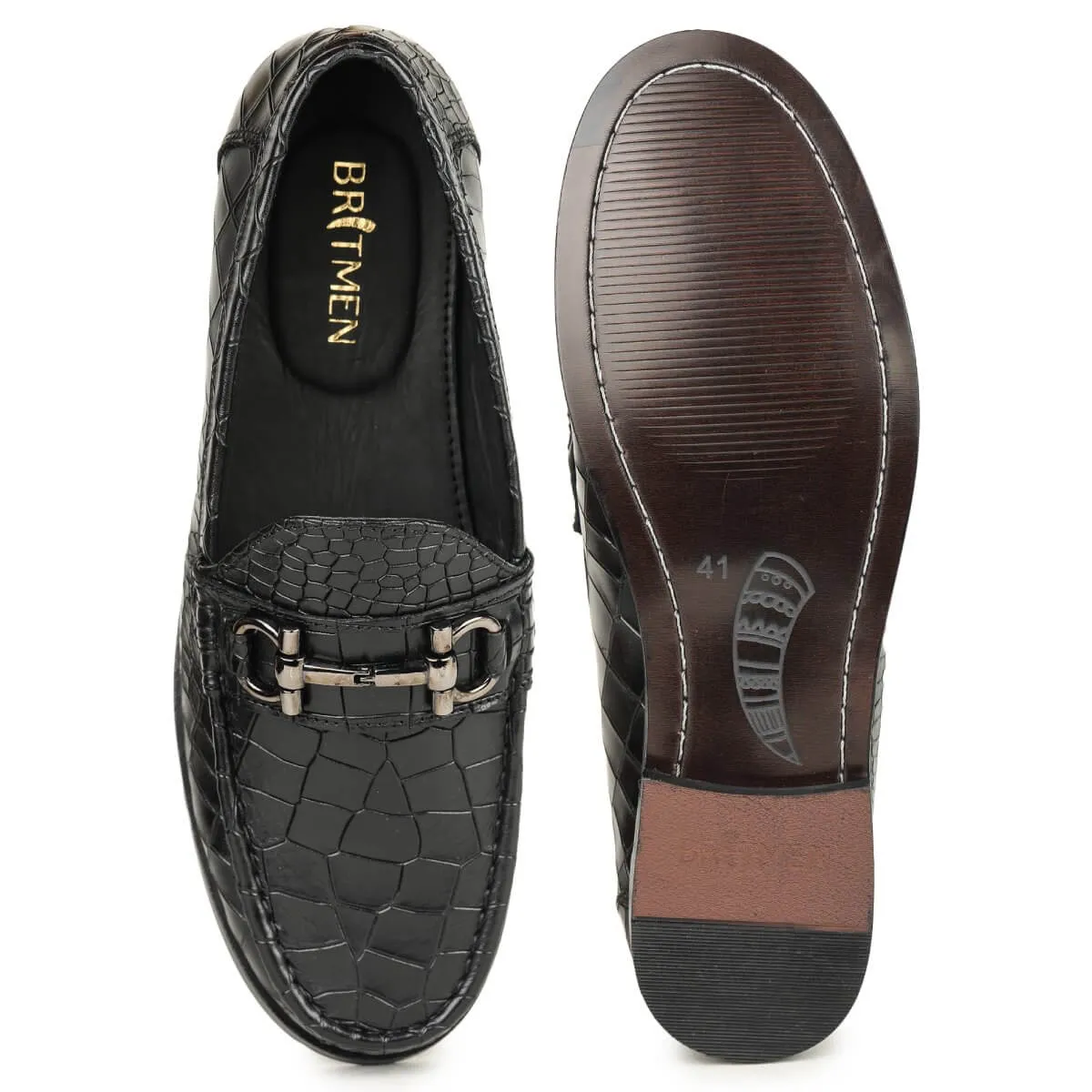 Britmen CP-25 Chic Crocs Horsebit Loafer Shoes