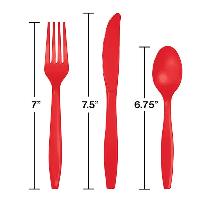 Bulk Classic Red Assorted Plastic Cutlery (288 per Case)