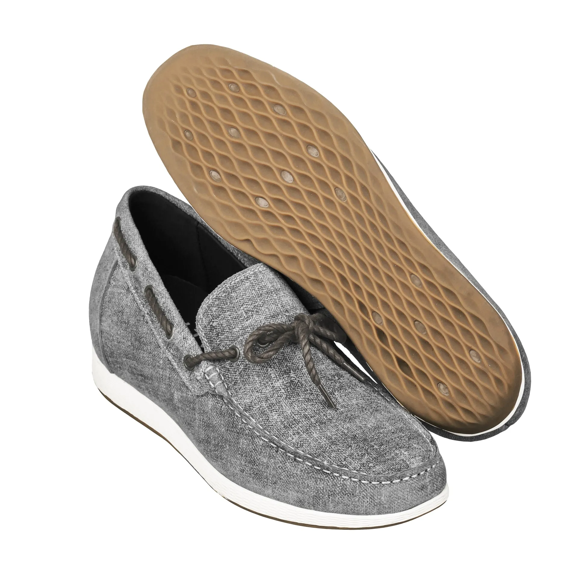 CALTO Denim Grey Boat Shoes - 2.4 Inches - S1101