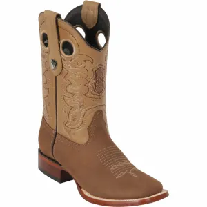 Camel Brown Square Toe Cowboy Boots