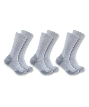 Carhartt Midweight Cotton Blend Crew Socks 3-Pack - Gray