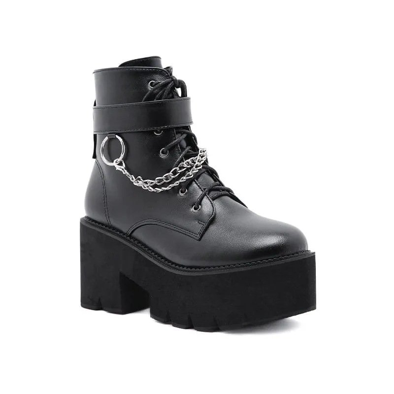 Chain Heeled Martin Boots