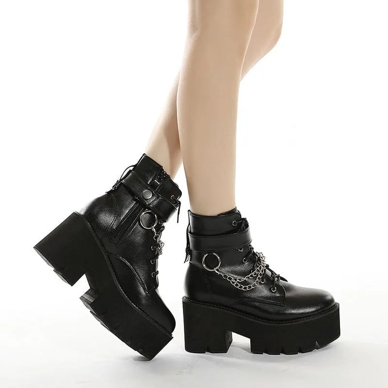 Chain Heeled Martin Boots