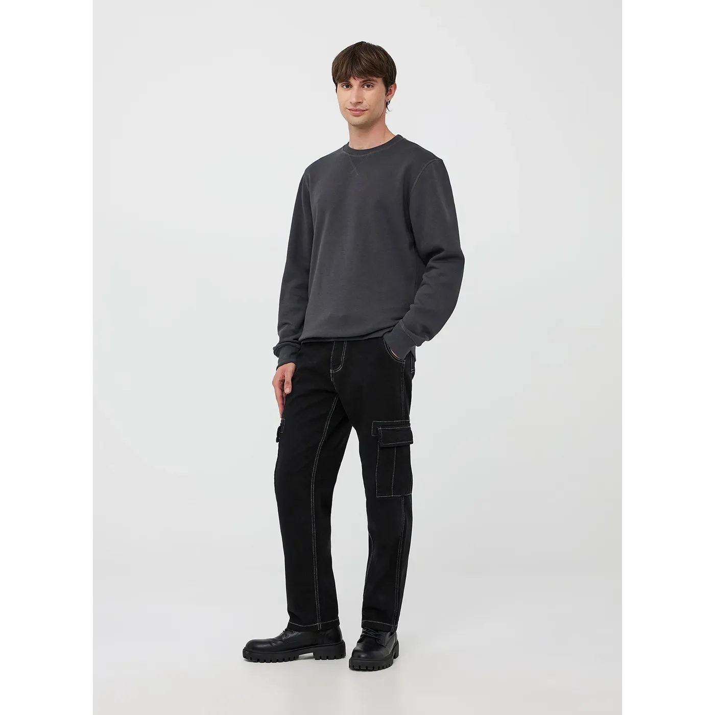 Charcoal Basic Regular Fit Sweatshirt