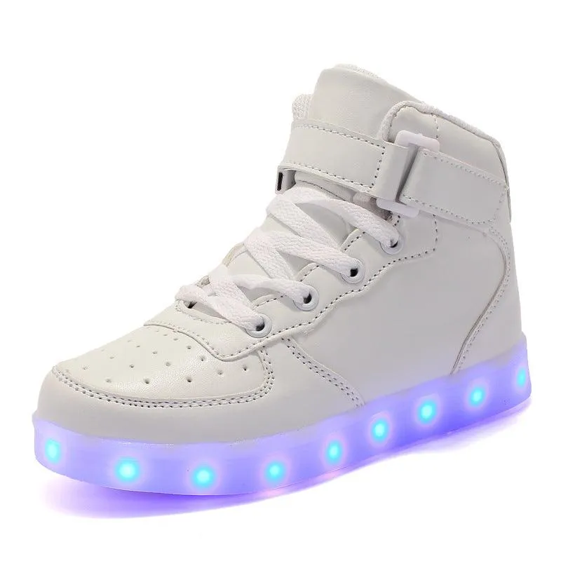 Children's Luminous Velcro Casual High-top Charging Light Up Shoes