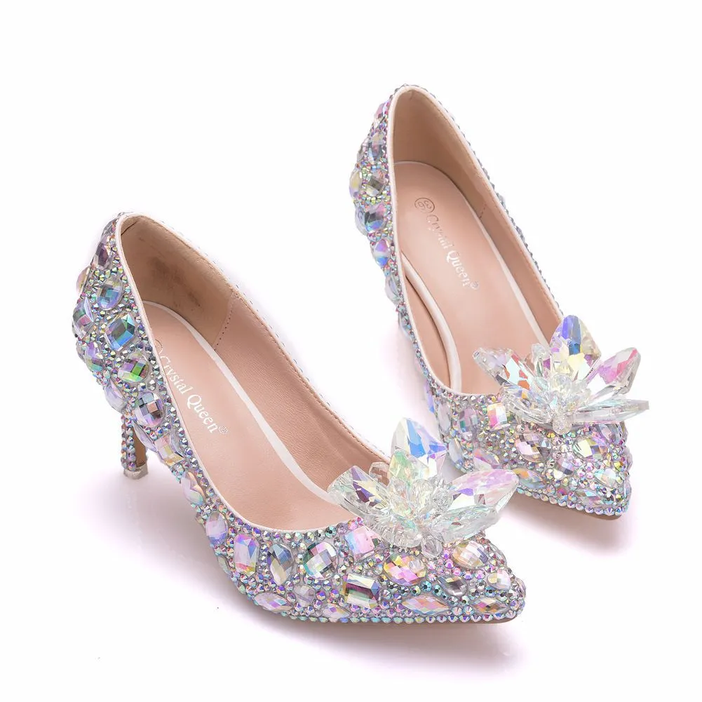 Cinderella Colored Diamond Rhinestone Wedding Shoes