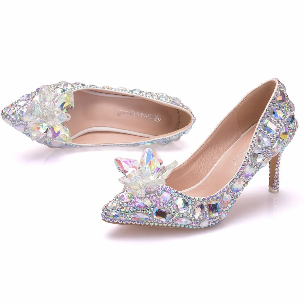 Cinderella Colored Diamond Rhinestone Wedding Shoes