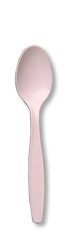 Classic Pink Plastic Spoons | 24 ct