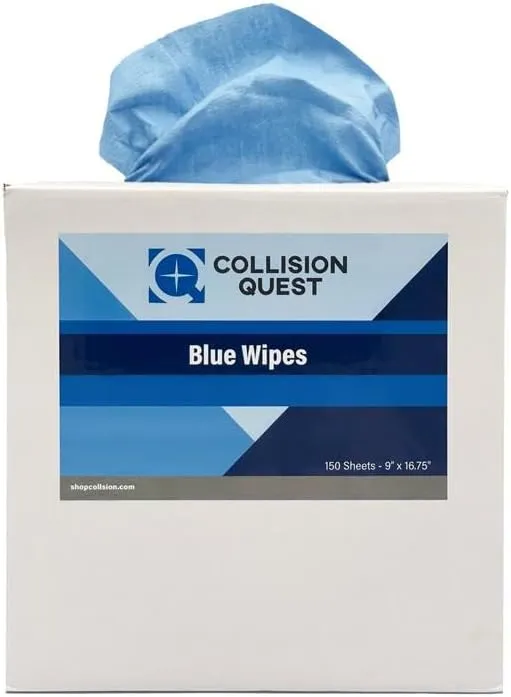 Collision Quest Blue Wipe, Double Re-Crepe Bonded Cellulose, 9" L x 16.75" W (Pack of 150)