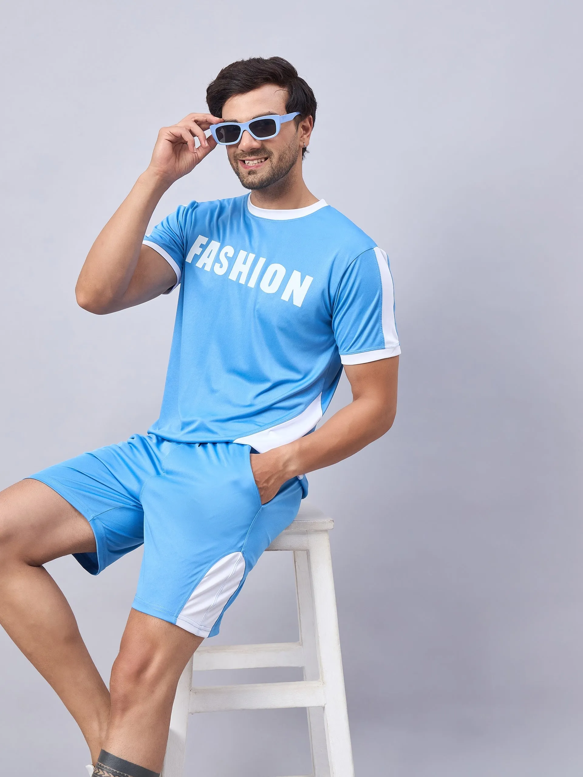 Colorblock Men Light Blue Coord-Set 1