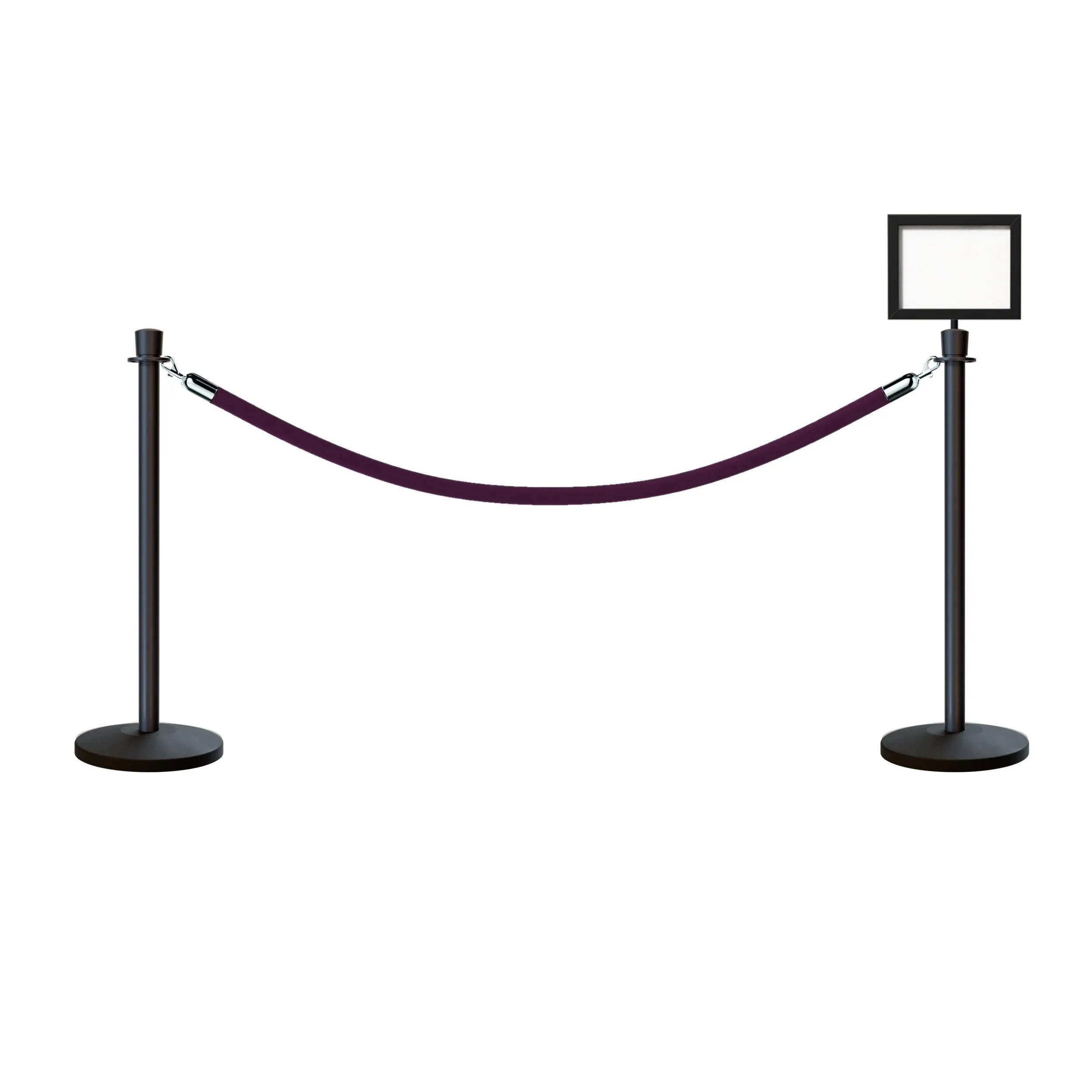 Crown Top Post and Rope Stanchion Kit with Sign Frame - Montour Line