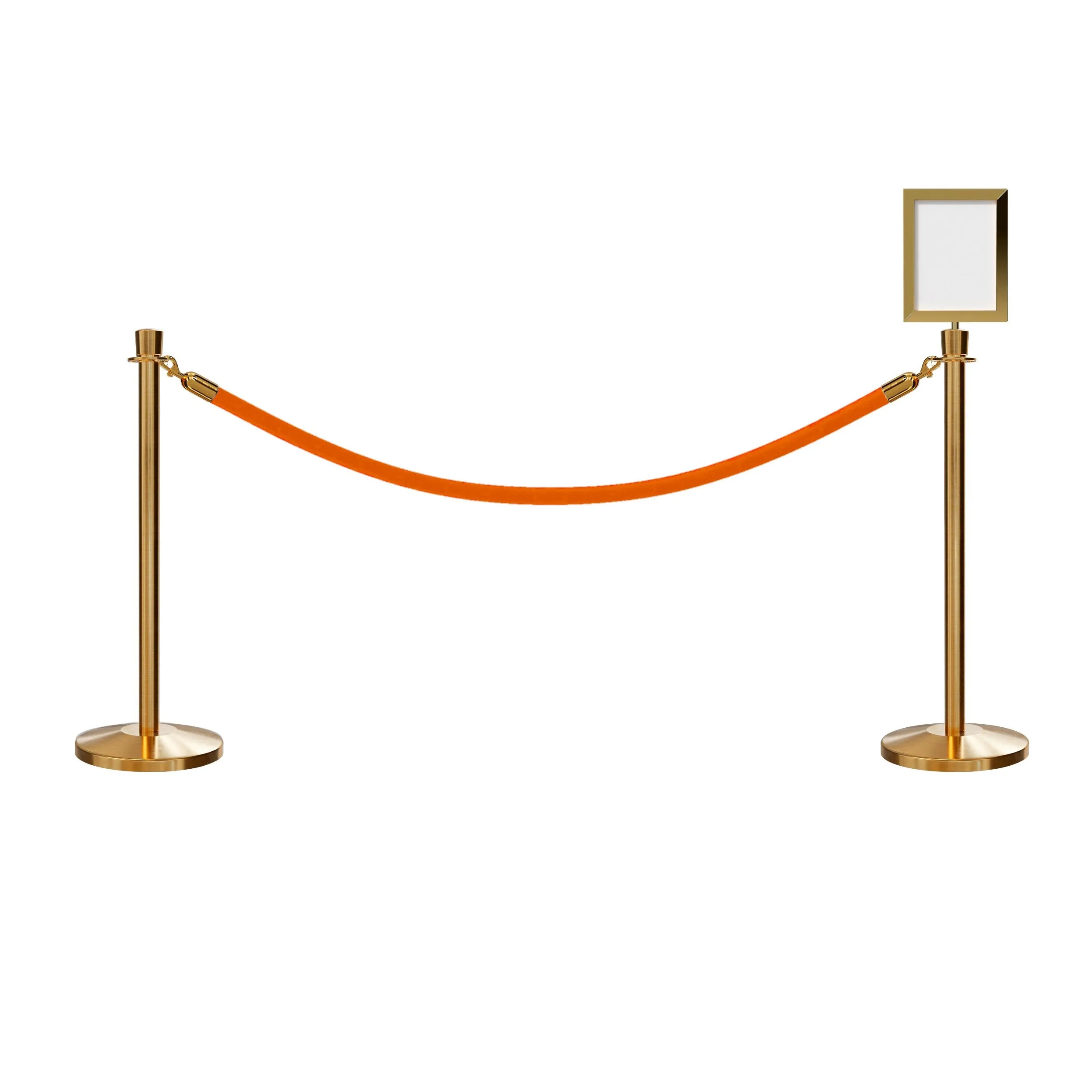 Crown Top Post and Rope Stanchion Kit with Sign Frame - Montour Line