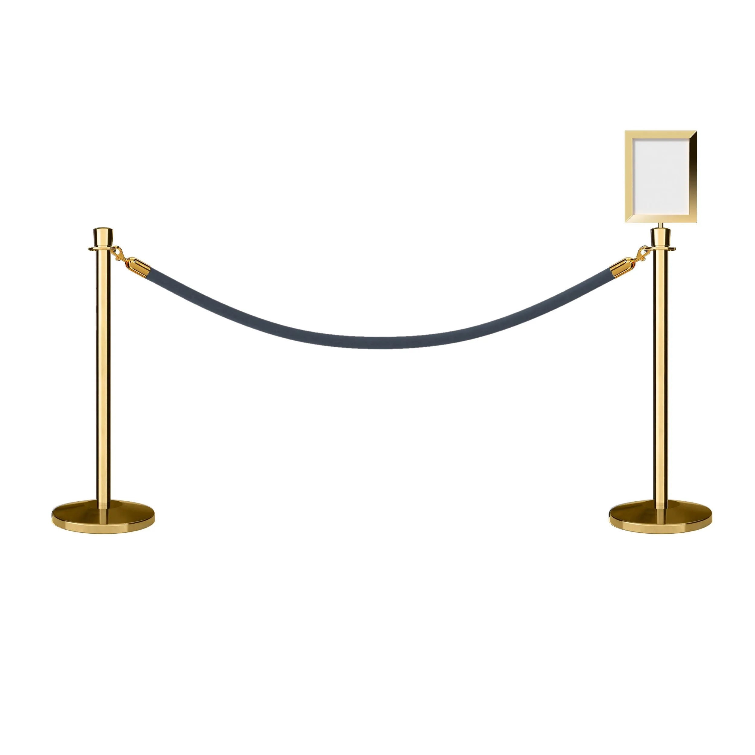 Crown Top Post and Rope Stanchion Kit with Sign Frame - Montour Line