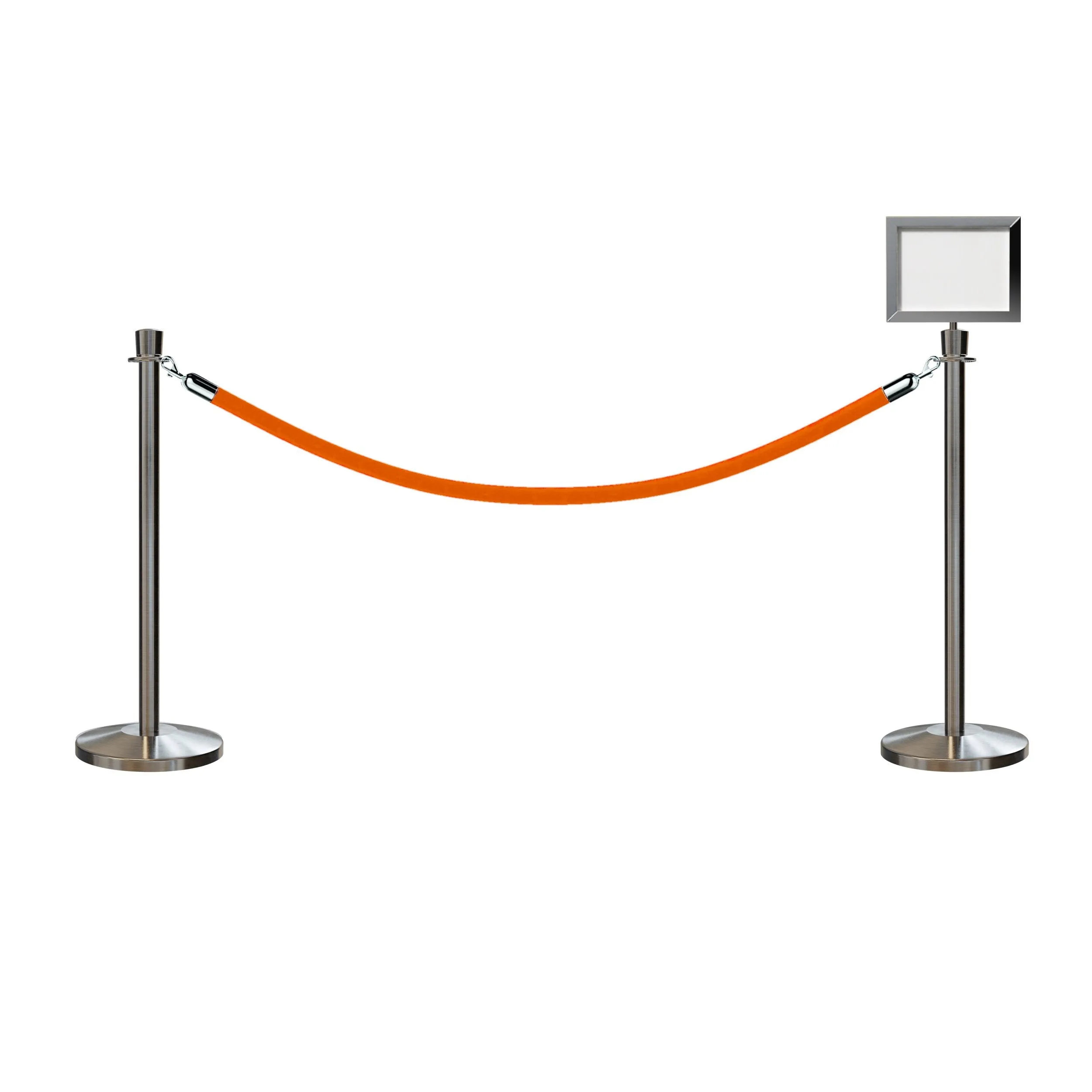 Crown Top Post and Rope Stanchion Kit with Sign Frame - Montour Line