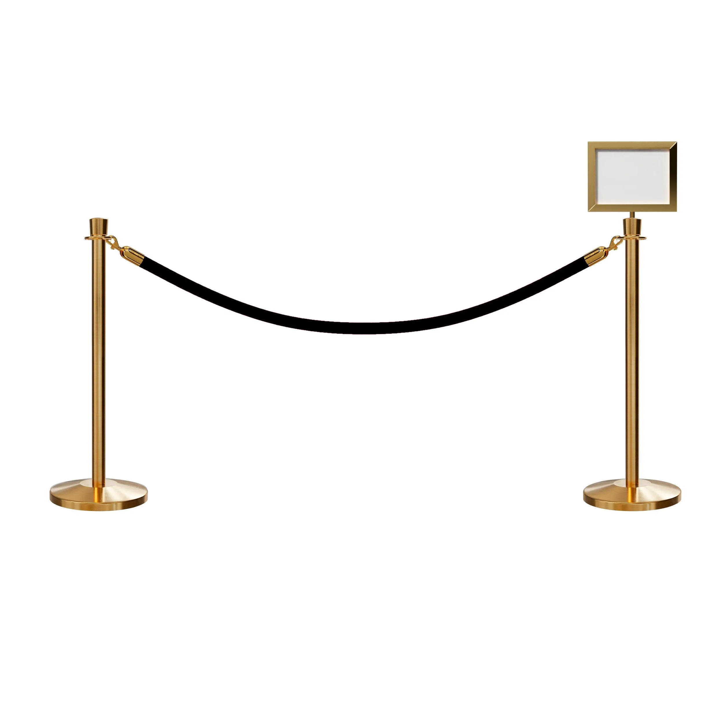 Crown Top Post and Rope Stanchion Kit with Sign Frame - Montour Line