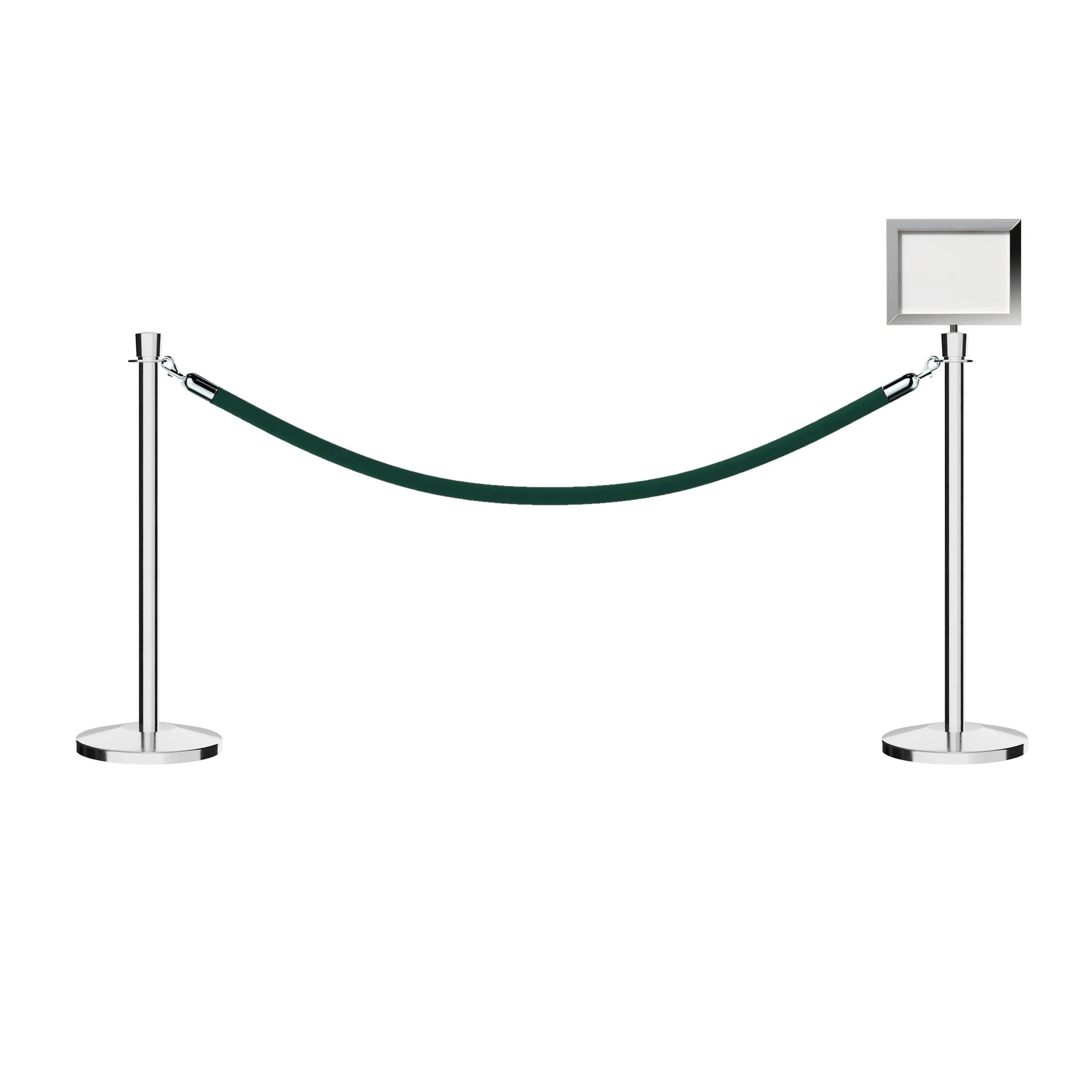 Crown Top Post and Rope Stanchion Kit with Sign Frame - Montour Line