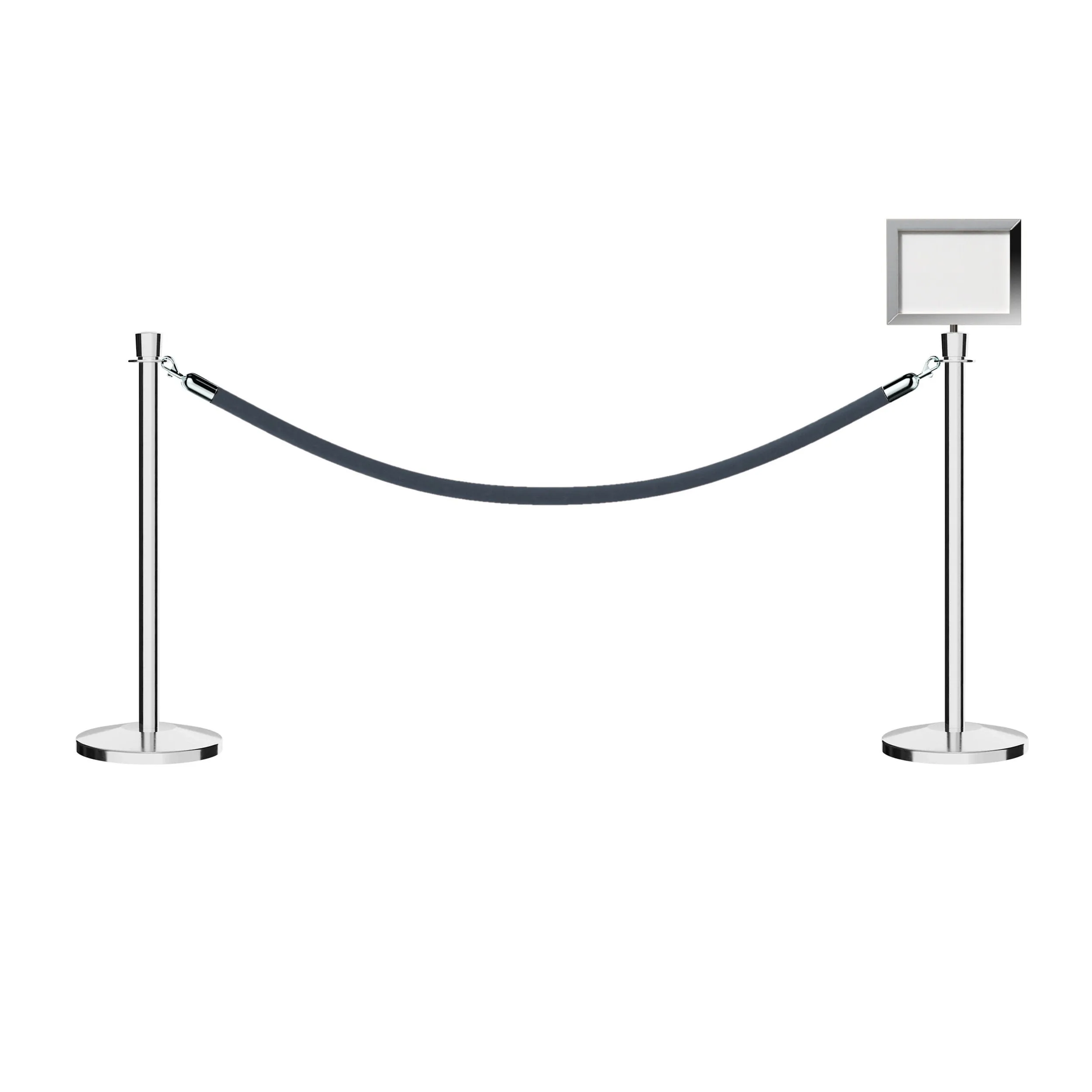 Crown Top Post and Rope Stanchion Kit with Sign Frame - Montour Line