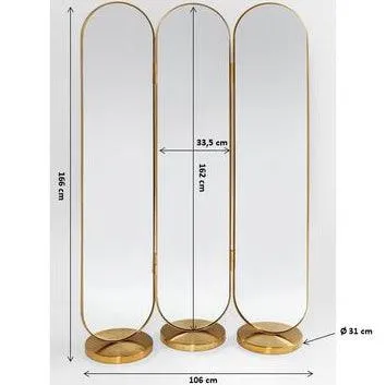 Curve Brass Room Divider Mirror