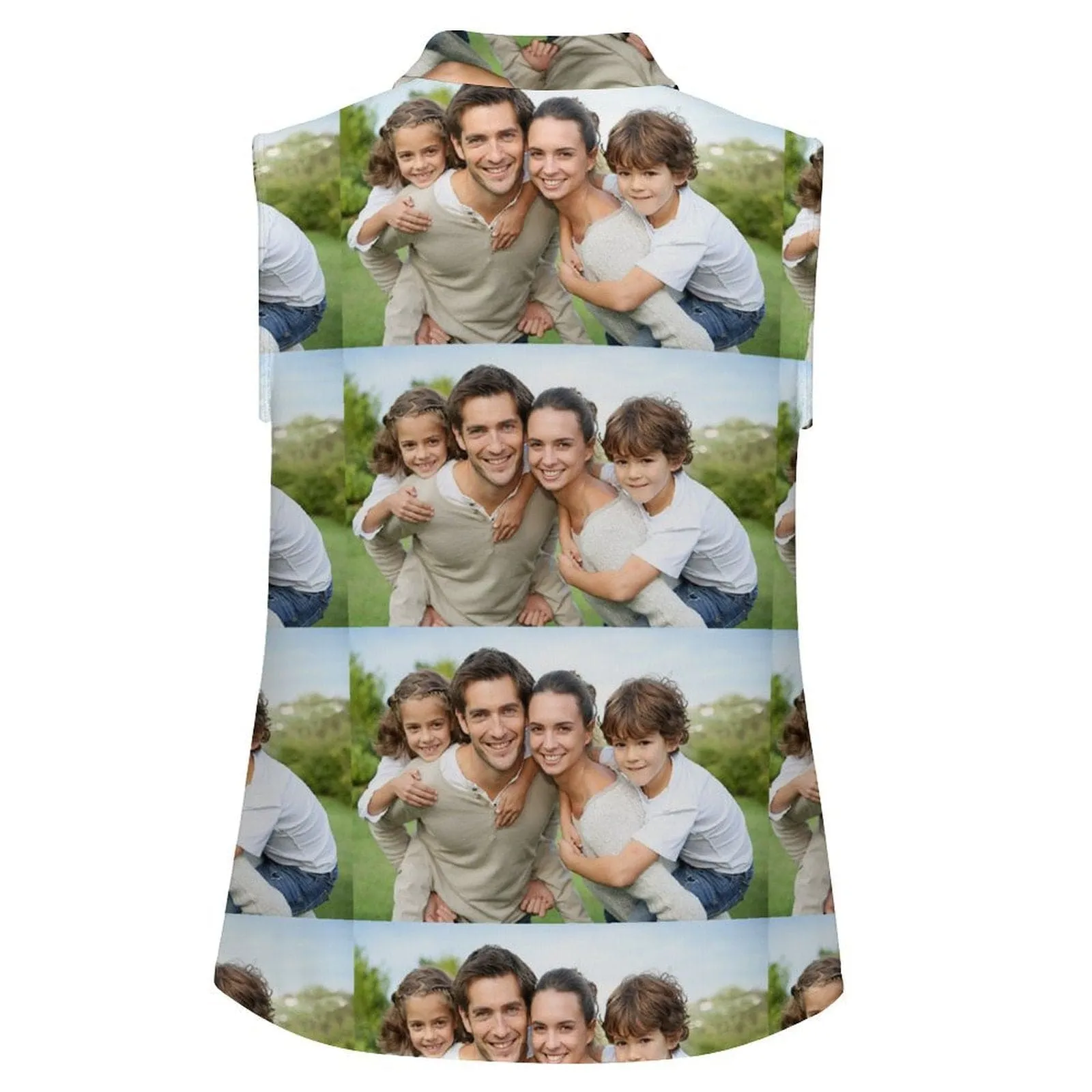 Custom Photo Sleeveless Polo Shirt Button Up Summer Casual Workout Tank Tops