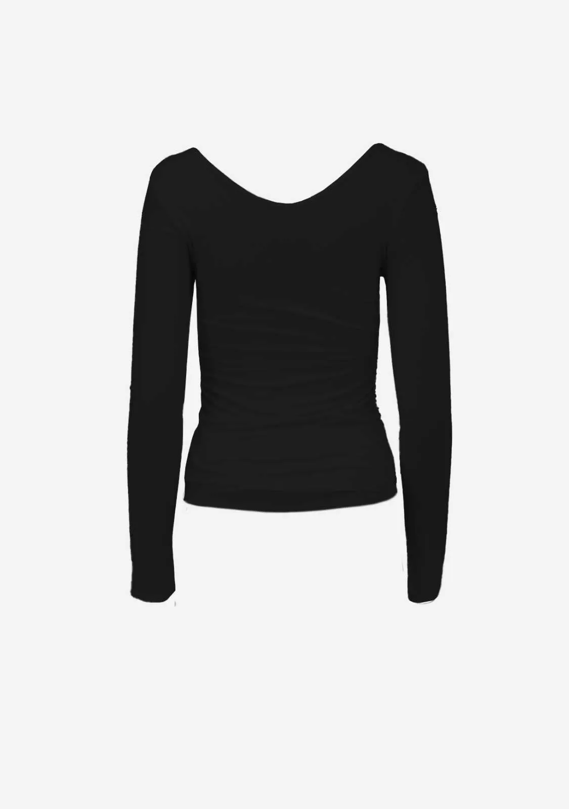 Dbl Layered V-Neck Side Ruched L/S Top