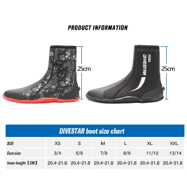 DIVESTAR 5mm Diving Boots Neoprene Shoes With Puncture Resistant Sole, Size: NO.6 (37/38)(Black)