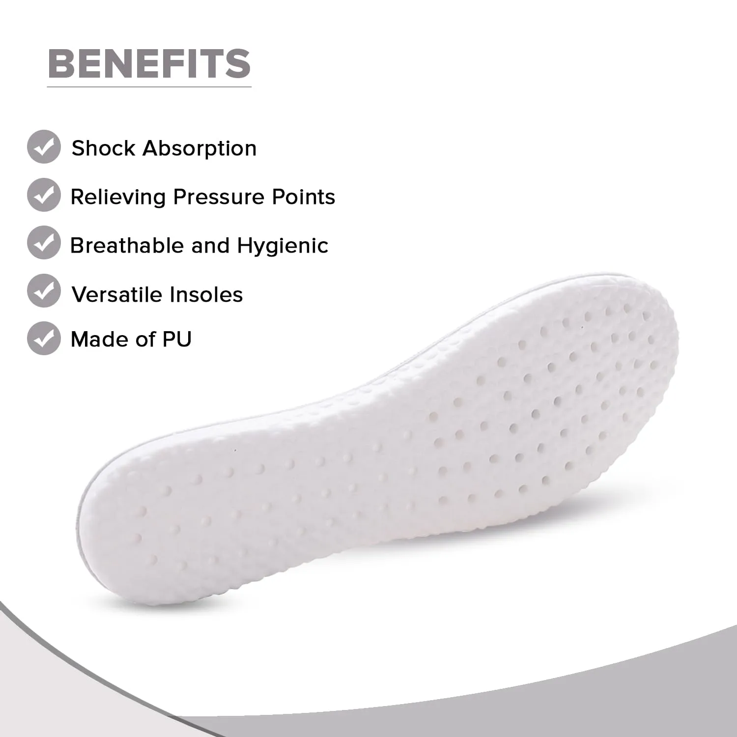 Dr Foot Air-Pillow® Insoles | Comfortable, Porous, and Breathable Insoles for Sports | Shock Absorption for Reduced Impact | Soothing Sensation | Relieves Foot Fatigue | - 1 Pair - (Medium Size)