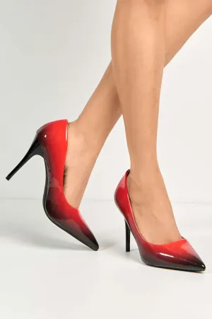 Dua Two Tone Pointed Toe Court Shoes in Red