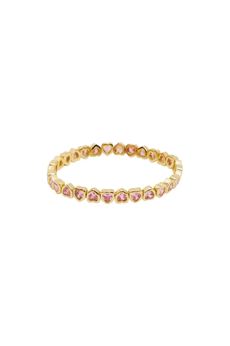 Erin Wachs Small Heart Stretch Bracelet - PINK