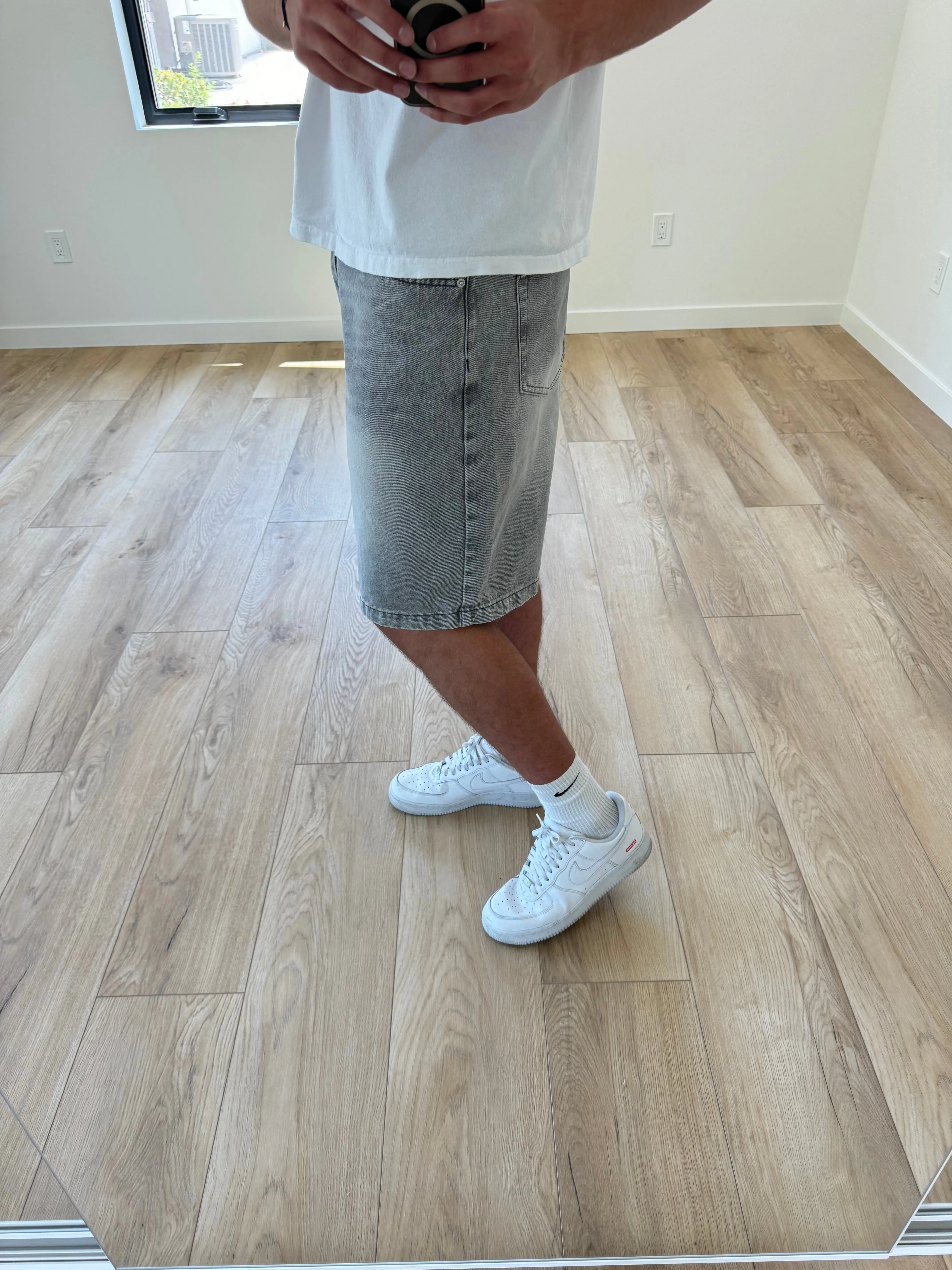 Faded Light Gray Baggy Jorts