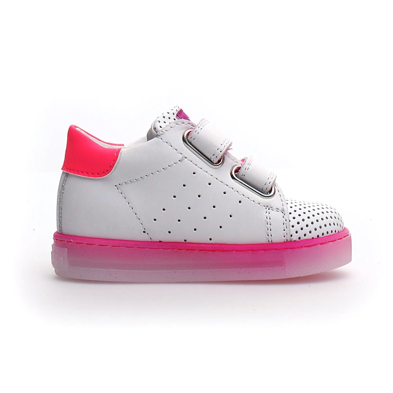 Falcotto Girl's Salazar Vl Calf Sneaker Shoes - White/Fuchsia Fluo