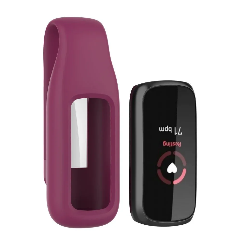 Fitbit Luxe silicone cover with clip holder - Wine Red