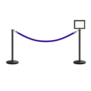 Flat Top Post and Rope Stanchion Kit with Sign Frame - Montour Line