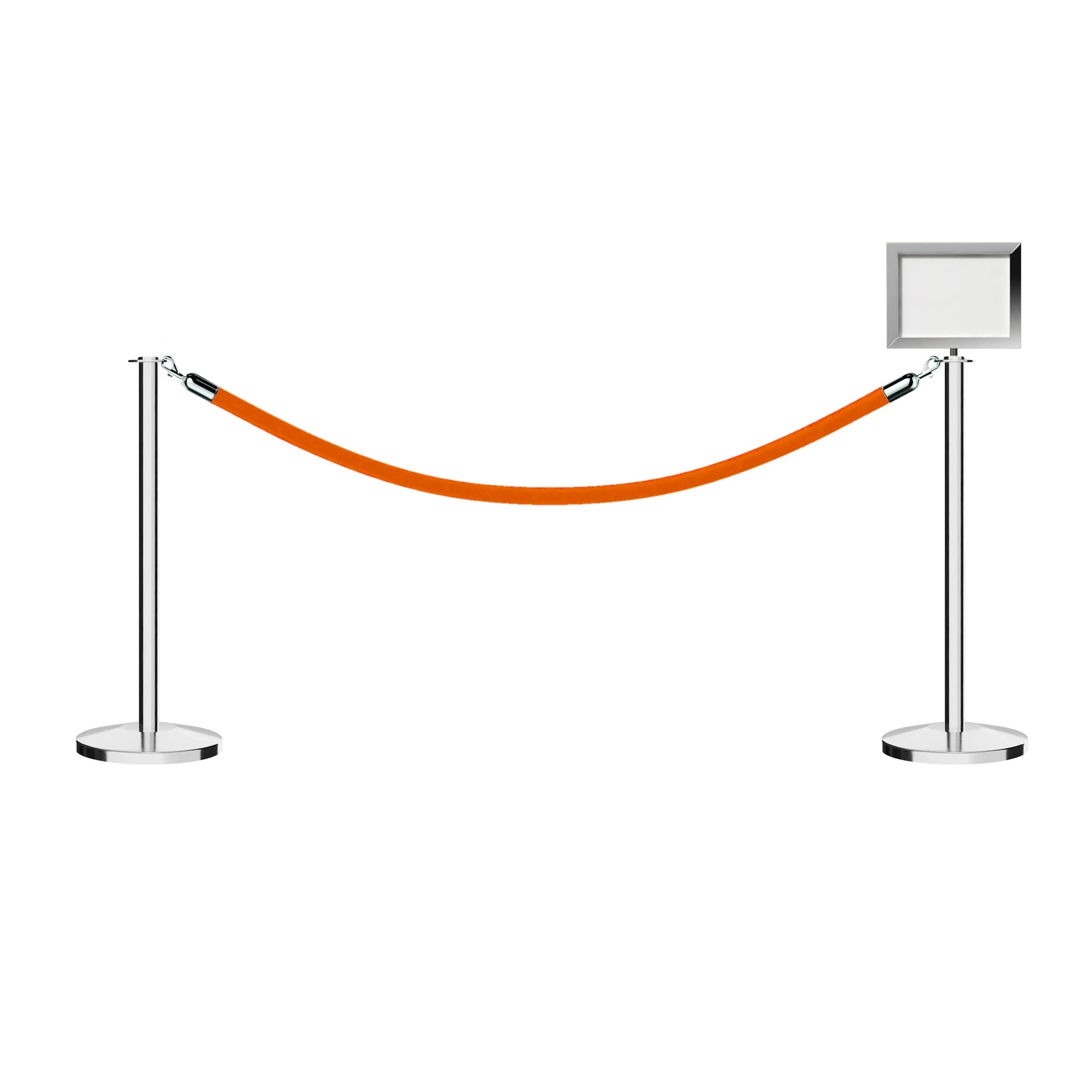 Flat Top Post and Rope Stanchion Kit with Sign Frame - Montour Line