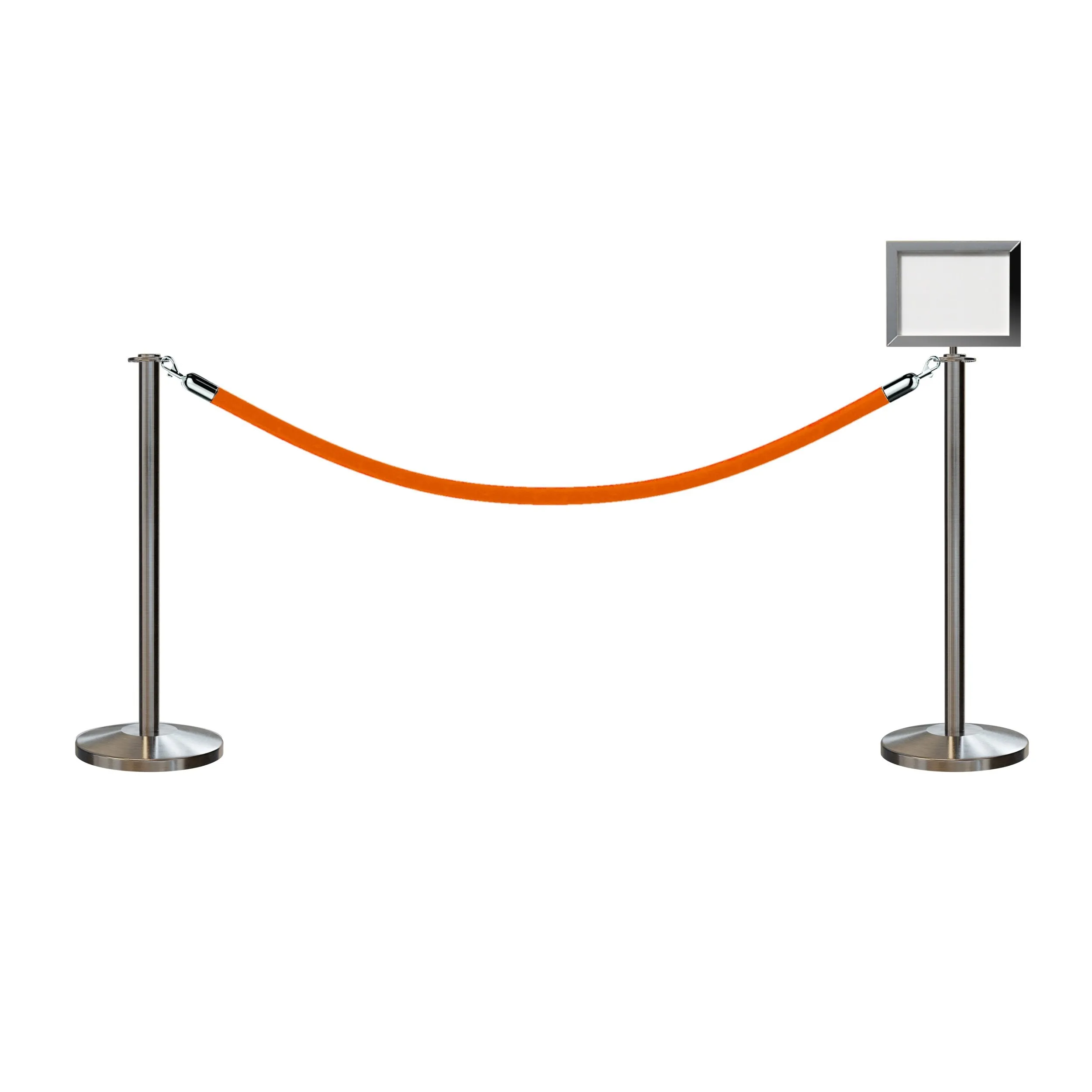 Flat Top Post and Rope Stanchion Kit with Sign Frame - Montour Line