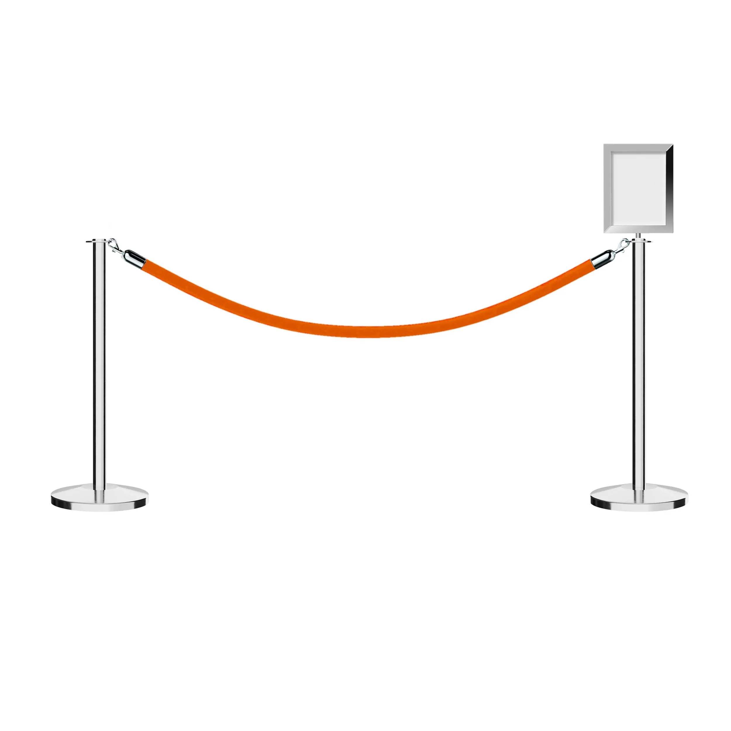 Flat Top Post and Rope Stanchion Kit with Sign Frame - Montour Line