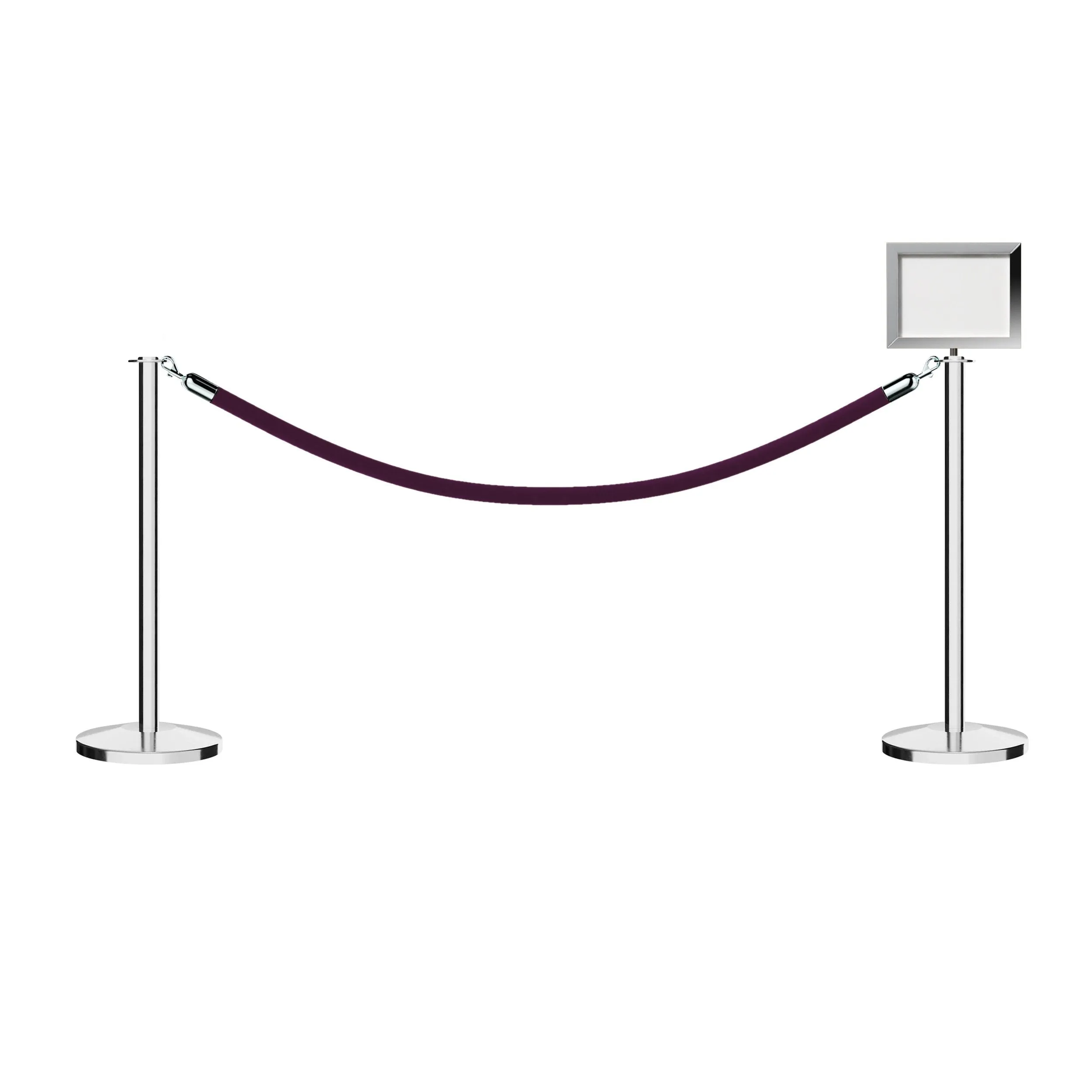 Flat Top Post and Rope Stanchion Kit with Sign Frame - Montour Line