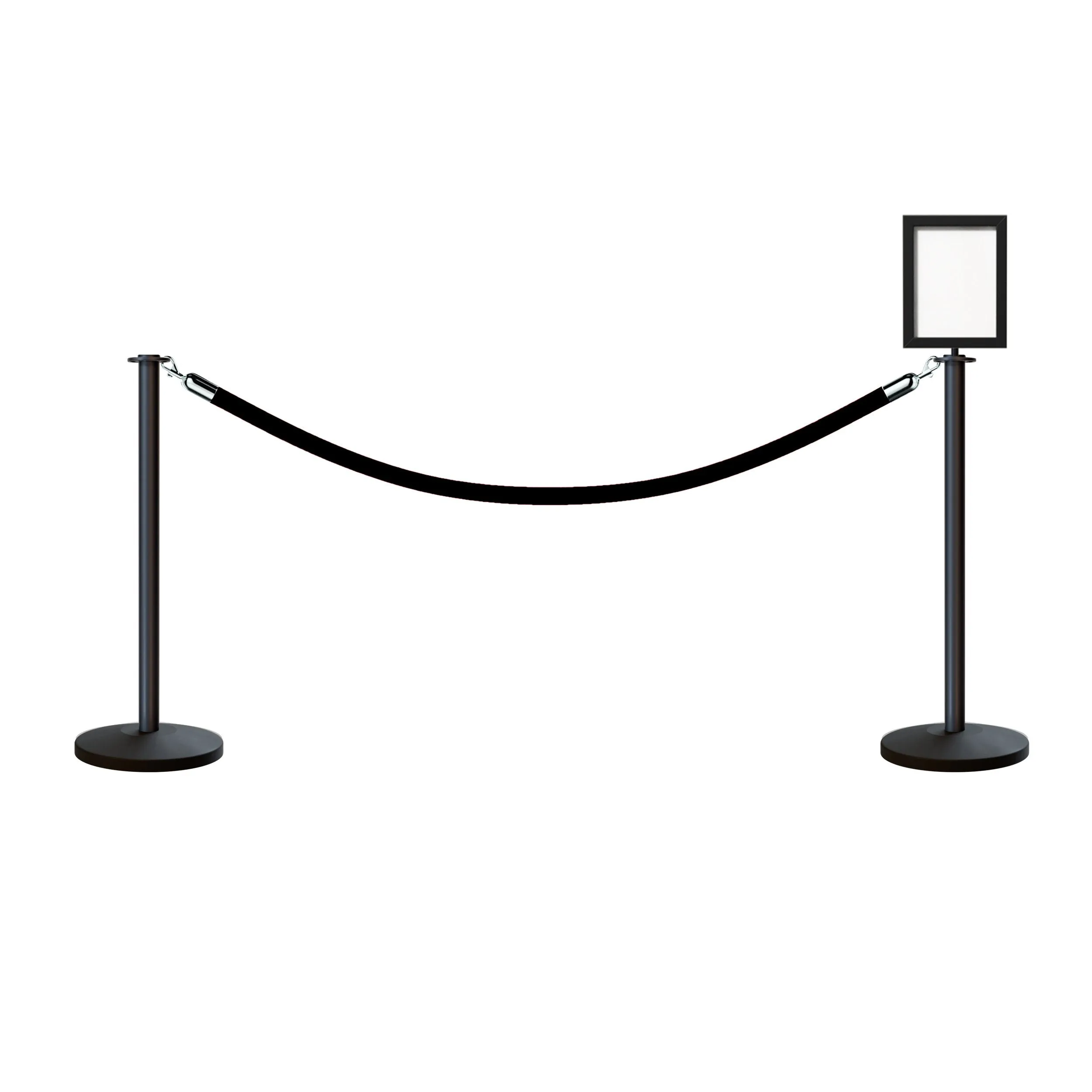 Flat Top Post and Rope Stanchion Kit with Sign Frame - Montour Line