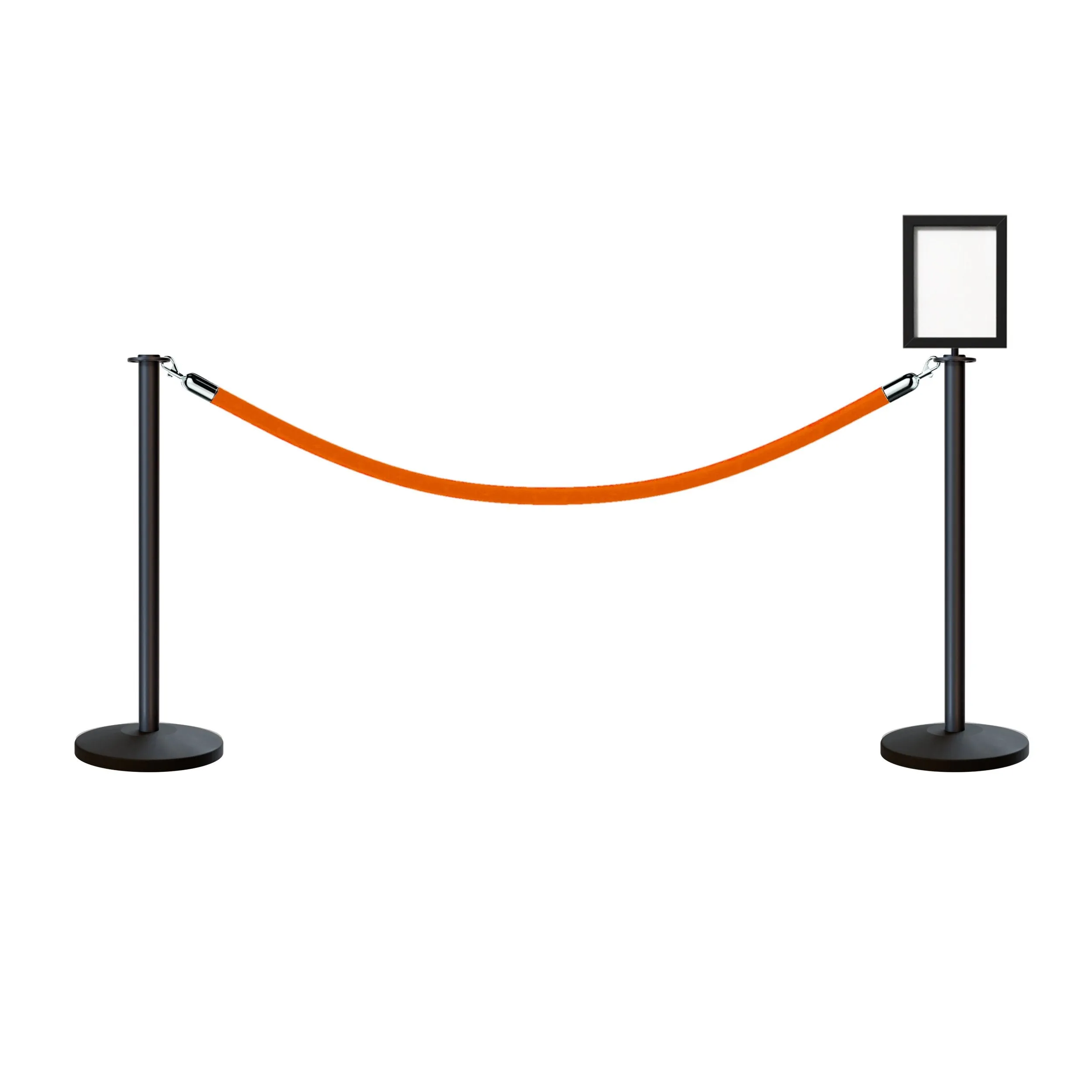 Flat Top Post and Rope Stanchion Kit with Sign Frame - Montour Line