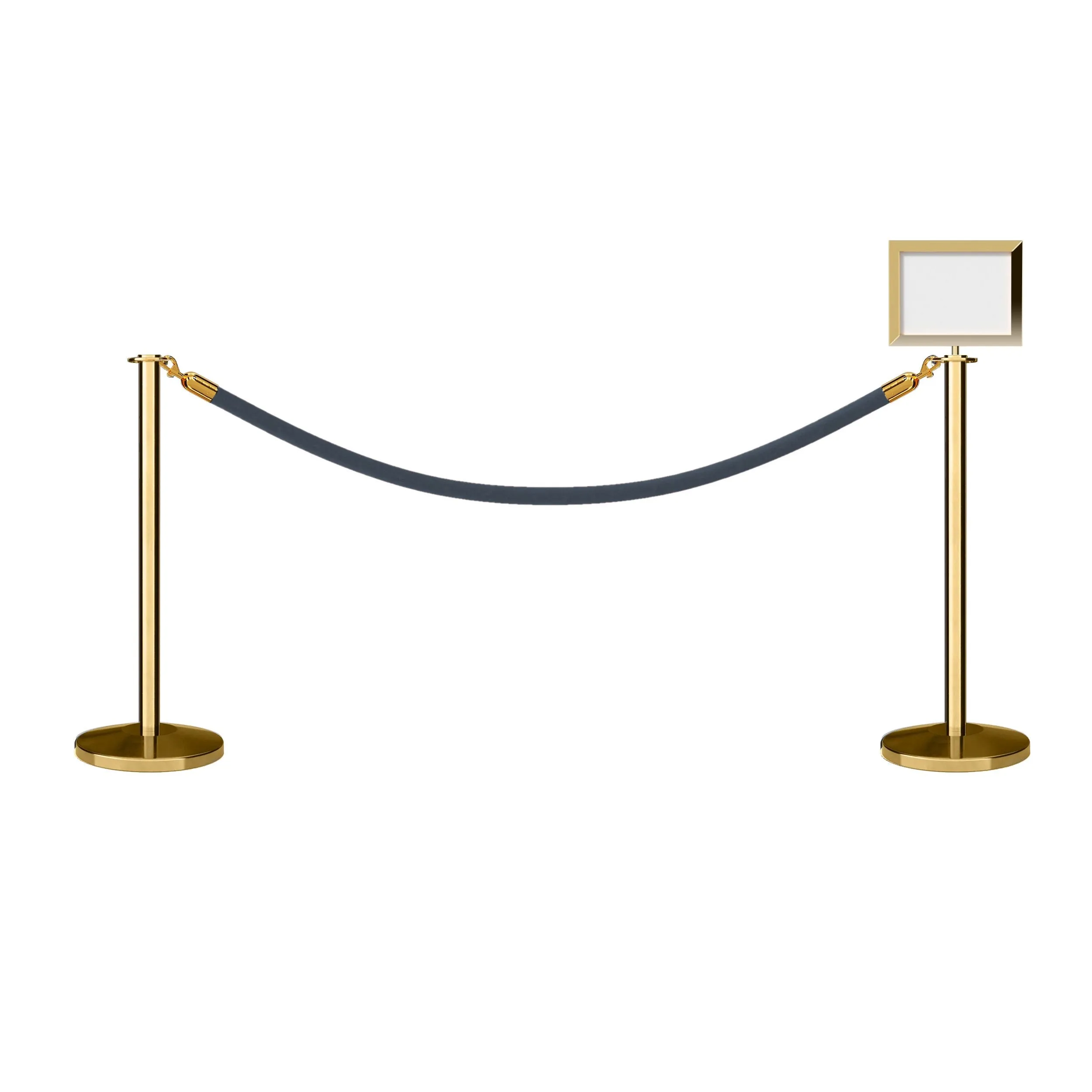 Flat Top Post and Rope Stanchion Kit with Sign Frame - Montour Line