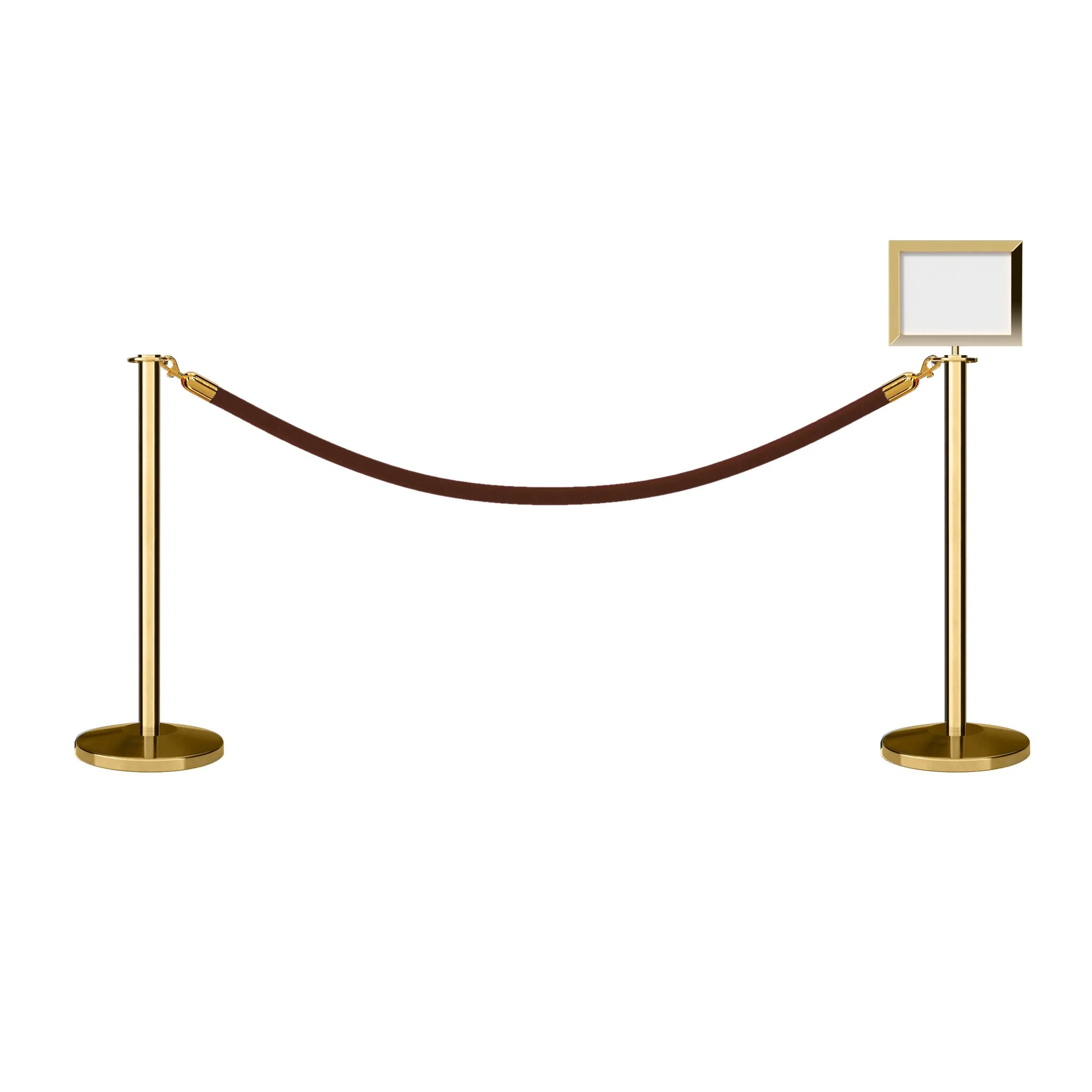 Flat Top Post and Rope Stanchion Kit with Sign Frame - Montour Line