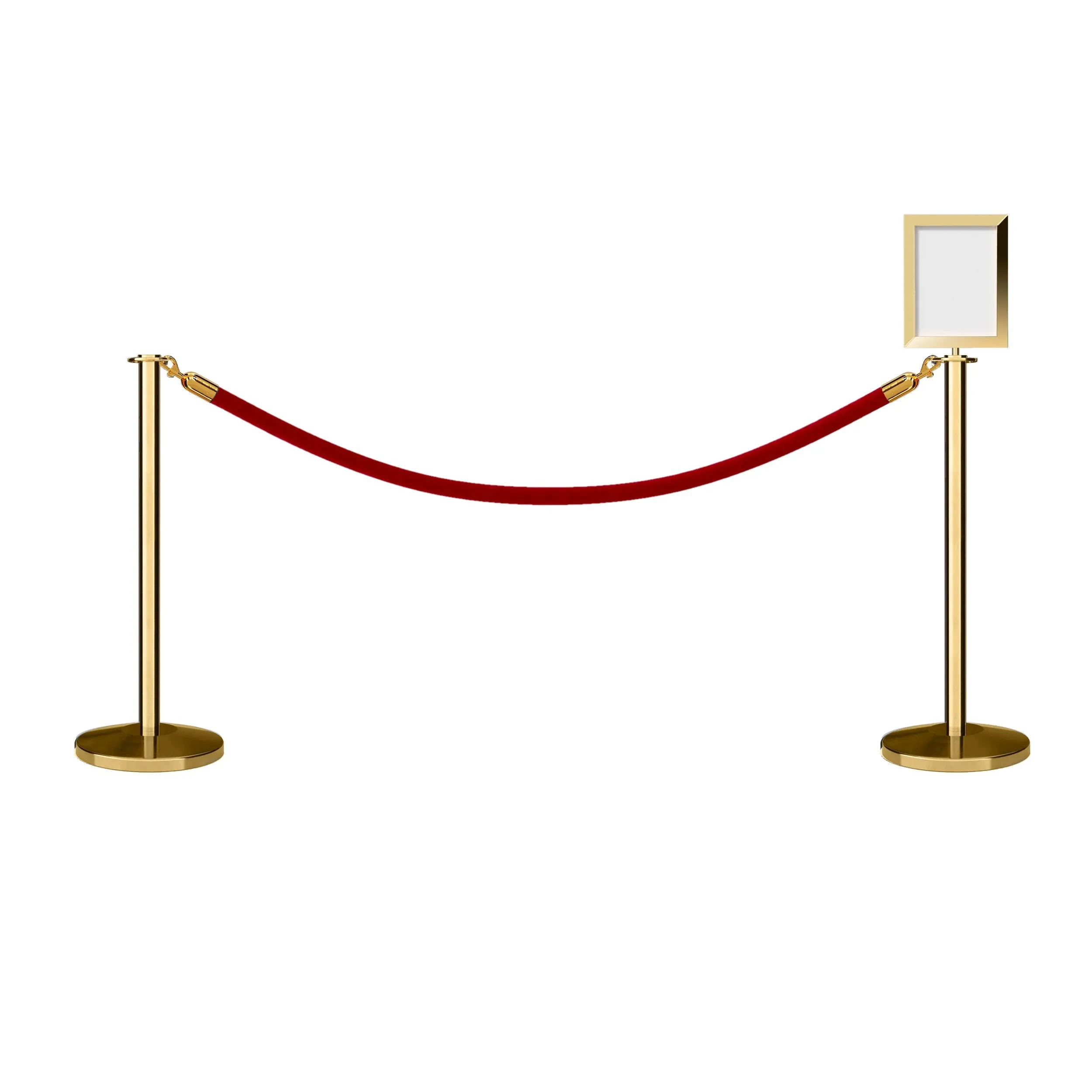 Flat Top Post and Rope Stanchion Kit with Sign Frame - Montour Line