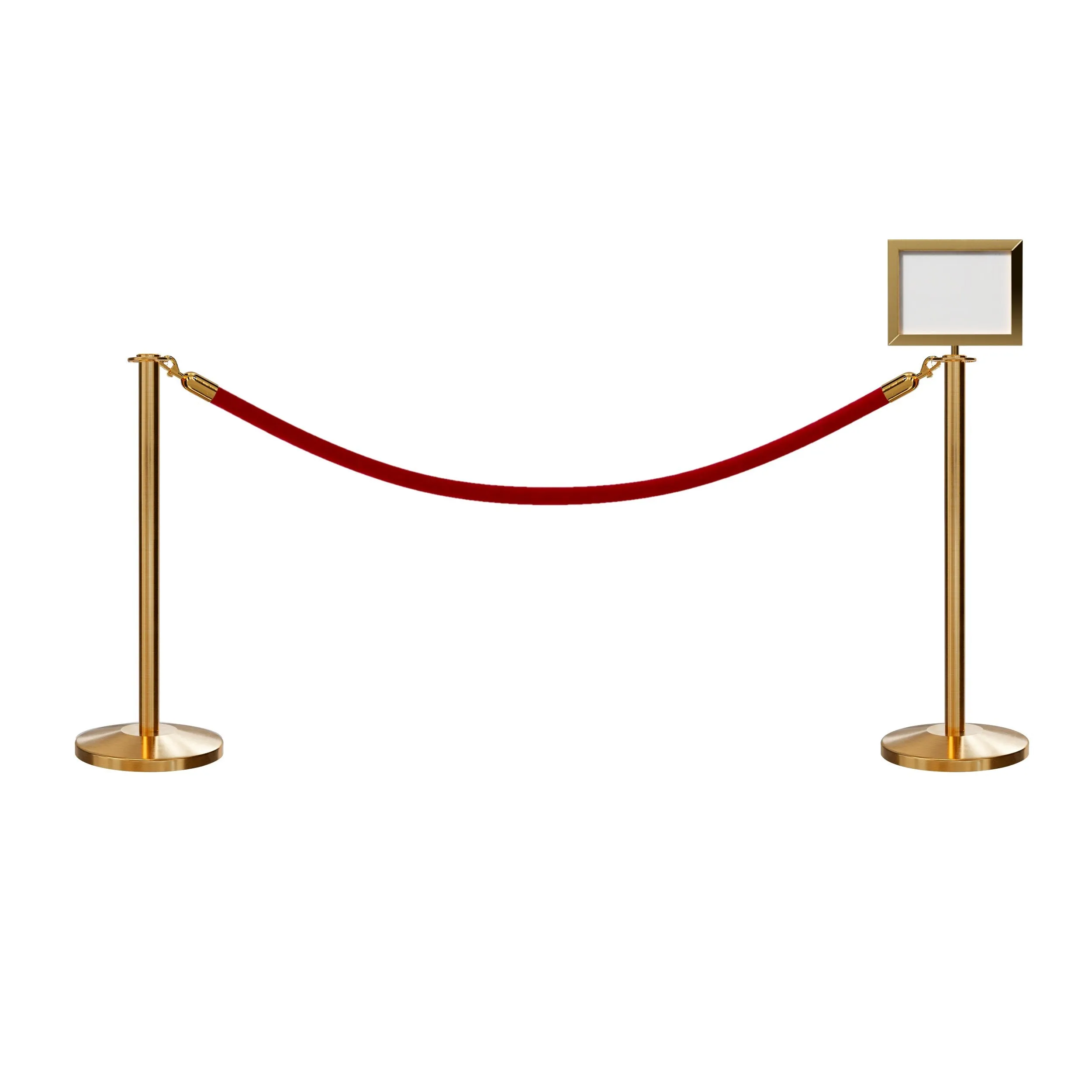 Flat Top Post and Rope Stanchion Kit with Sign Frame - Montour Line