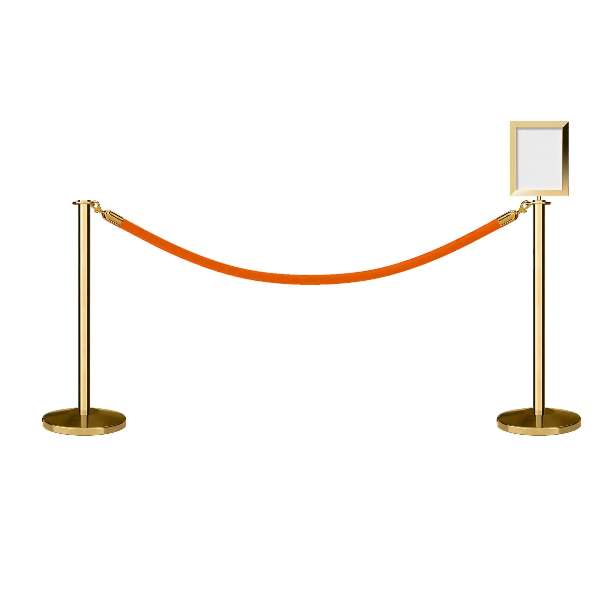 Flat Top Post and Rope Stanchion Kit with Sign Frame - Montour Line