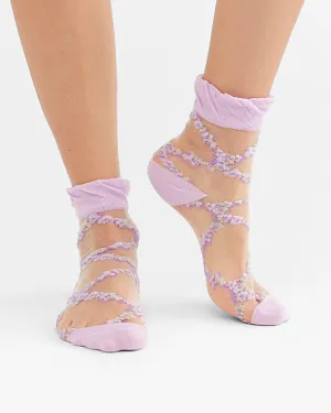 Flower Trellis Sock - Lilac