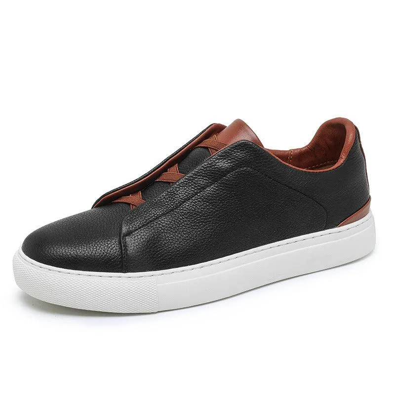 Four Seasons Korean Style Cowhide Leather Leisure Shoes